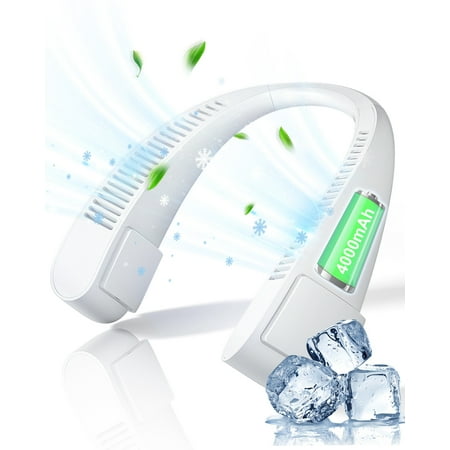 

Delamu Bladeless Neck Fan 4000mAh Portable AC Air Conditioner USB Rechargeable Desk Fan White