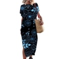 thumbnail image 1 of SMihono Robe Maxi Boho d'Été pour Femmes Grande Taille Robe Maxi pour Femmes Vacances à la Plage Décontractée Robe Longue Ample Manches Courtes Robes d'Été avec Fente Robe de Plage, 1 of 5