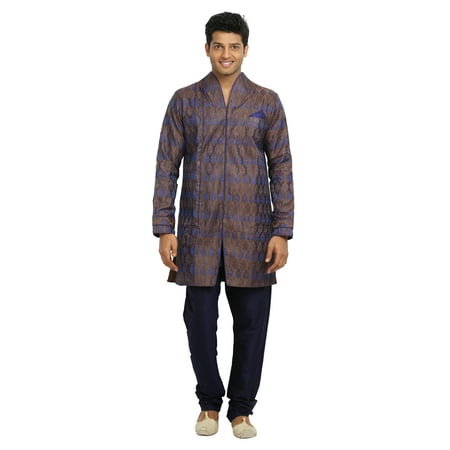 Saris And Things Chocolate Blue Trendy Indian Wedding Kurta Pajama