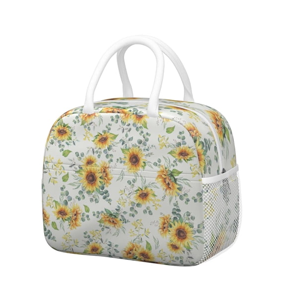 Sac à Lunch Esthétique Tournesol Boho - Boîte à Lunch Réutilisable Isolée Thermiquement, Motif Floral Rustique de Ferme, Durable et Léger pour Bureau/travail