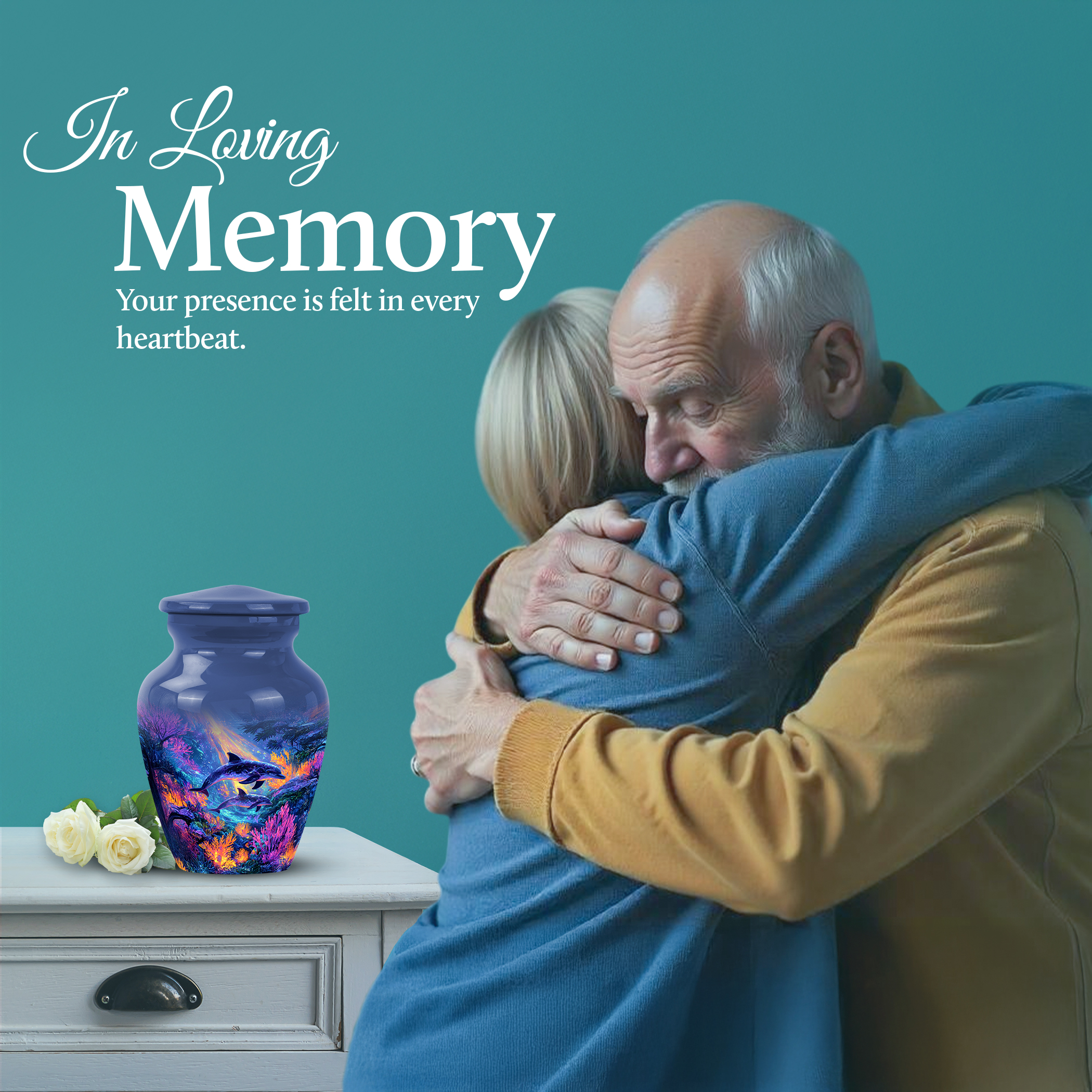 SABURIAL Dolphin Urn - Beautiful Handmade Urn for Men & Women Ashes - Small Keepsake Urns for Adult Human Ash - Lovely Funeral Urns for Ash - 3 Inch - Pack of 1