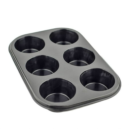 

6 Cup Large Bun Muffin Non Stick Tray Baking Pudding Black Mould Food Grade Steel Carbon