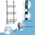 thumbnail image 4 of Hltwer Over The Door Basket Organizer 3 Tier Hanging Kitchen Storage Rack Heavy Duty Pantry Organizer with 3 Basket and 5 Hooks Door Back Metal Wire Basket for Kitchen  Bathroom  Office, 4 of 8