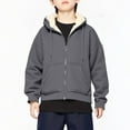 thumbnail image 4 of HomeDM Unisex Boys Girls Long Sleeve Sweatshirts Fall Winter Warm Sherpa Lined Full Zip Up Sweatshirt Soft Fleece Jacket Teen Kids Hoodie Outerwear, Dark Gray Size 10-11 Years, 4 of 8