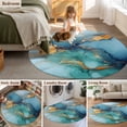 thumbnail image 5 of Turquoise Blue Round Area Rug 4 FT, Non Slip Indoor Outdoor Rug, Modern Teal Gold Marble Textured Washable Soft Circular Carpet Non-Shedding Floor Mat for Coffee Table Nursery Foyer Balcony, 5 of 8