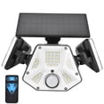 thumbnail image 2 of Luces de pared solares LED blancas de 6000 K con sensor de movimiento de 3 cabezales para exteriores y caminos, 2 of 8
