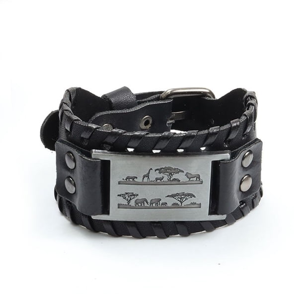 Pulseras para hombre, nueva moda, brazaletes de cuero y Metal Punk, accesorios tejidos, amuleto, joyería, Tigre, Tai Chi, fiesta, regalo, joyería Tan Jianjun unisex