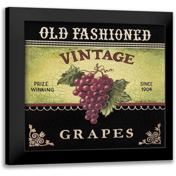 Poloson, Kimberly 12x12 Black Modern Framed Museum Art Print Titled - Vintage Grapes