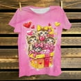 thumbnail image 4 of YueHuiYing Women's Valentine's Day Heart Cute Cat Print Short Sleeve Crew Neck Short Sleeve Crew Neck Top/Shirt, 4 of 6