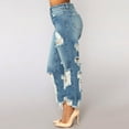 thumbnail image 4 of Fjofpr Clearance Sale Deal Ripped Jeans for Women Plus Size Clearance Women High Waisted Skinny Hole Stretch Slim Pants Calf Length, 4 of 9