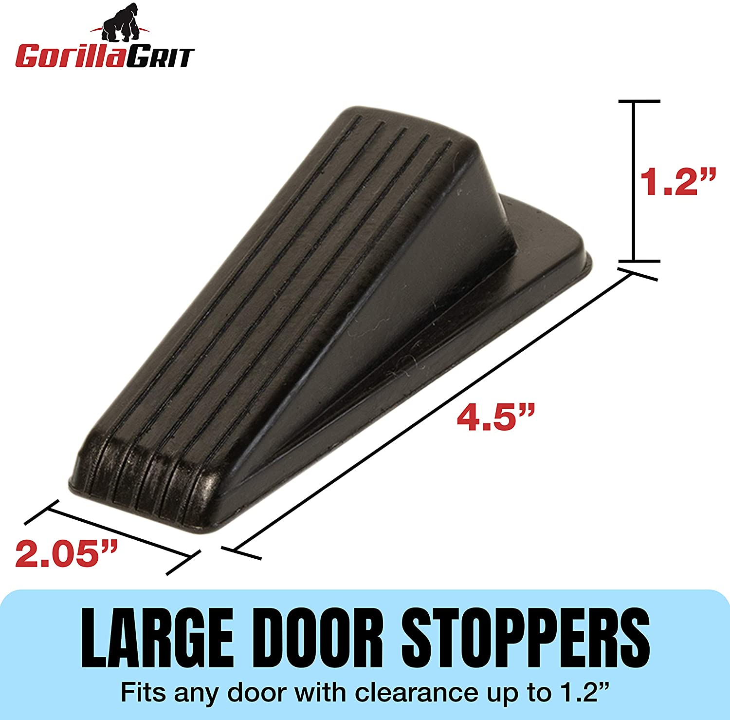 Rubber Door Stoppers Door Stop Wedge Draft, Large Heavy Duty Flexible Door  Holder Black Pack Non Marking Anti Slip Jammer