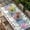 Blue, variant on Blue Pink Hydrangea Table Cloths for 3 Foot Rectangle Tables, Eucalyptus Leaves Grey Plaid Patio Waterproof Elastic Fitted Tablecloths, Washable Rectangular Table Cover for Camping
