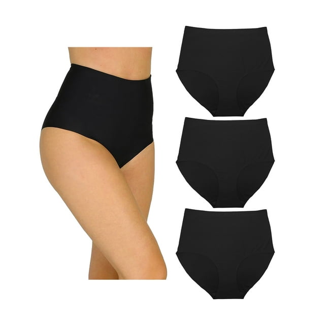 Paquete Con 3 Pantaletas Completas A La Cintura Sin Costuras Pack Incluye 3 En Color Negro