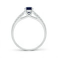 thumbnail image 2 of ANGARA Natural Solitaire Oval Sapphire Ring with Pave Diamond Accents in 14K White Gold for Women (Size-6x4mm) | September Birthstone, Anniversary, Jewelry Gift for Women | Natural Blue Sapphire Ring, 2 of 7