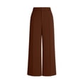 thumbnail image 4 of QTSHPN Wide Leg Pants Women Pure Color Linen Blend Casual Trousers Loose Comfortable Elastic Waist Summer Fashion Versatile Work Pants Women Brown XXL, 4 of 5