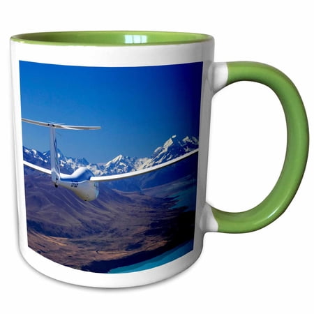 3drose, Glider, Lake Pukaki, Aoraki, Mt Cook, New Zealand-au01 Dwa2141 - David Wall, 15oz Two-tone Green Mug