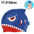 thumbnail image 1 of Swim Cap Kids-1 Pack Silicone Fun Swim Caps for Girls and Boys, Kids Swimming Hats with Cartoon Sharks-royal blue, 1 of 4