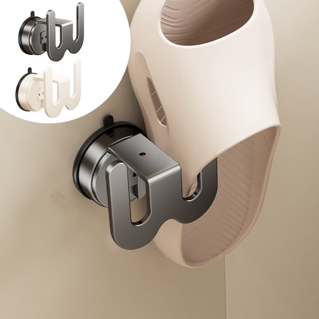 Perchero de Baño con Ventosa Sin Perforaciones, Gancho de Drenaje de Pared, Solución de Almacenamiento Que Ahorra Espacio, Práctico Organizador de Baño, Beige o Gris, Tamaño 7,5 X 6,3 X 6 Cm