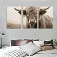 thumbnail image 3 of YIKUMA  Highland Cow Farm Animal, Horizontal Canvas Wall Art - HD Giclee Printed Stretched Panel Picture Decorations - Living Dining Bed Dorm Room Home Decor Prints 12''x16''X3 Panels 12x16x3pcs, 3 of 4