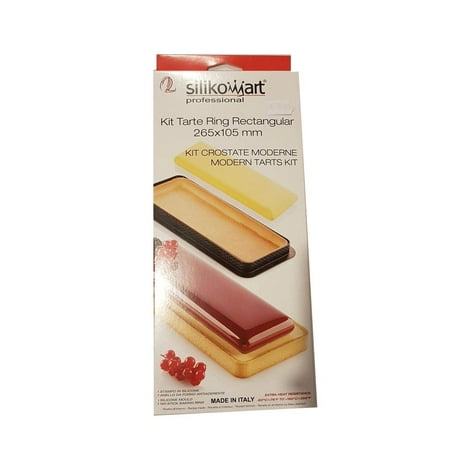 

Silikomart Kit Tarte Ring Rectangular 265x105 Silicone Mold 9.25 Inch x 2.95 Inch x 0.78 Inch High Plus 1 Heat-Resistant Perforated Plastic Rectangular Cutting Ring
