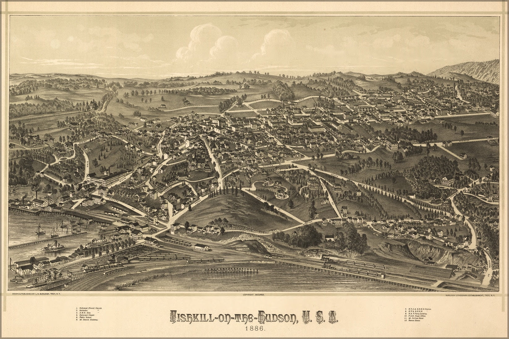 24"x36" Gallery Poster, map of Fishkill new york 1886