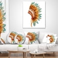thumbnail image 4 of Designart Feathers on Ethnic Skull - Abstract Throw Pillow - 16x16, 4 of 5