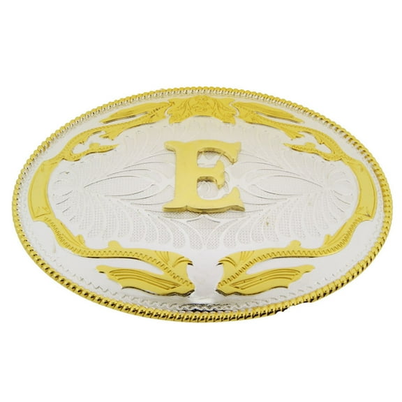 Big Initial Letter Alphabet E Belt Buckle Western Cowboy Rodeo Gold Silver Metal