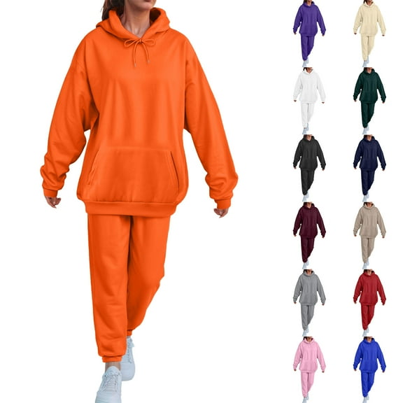 Women's Oversized Hoodie & Sweatpants Set - Cozy Matching Loungewear Tracksuit with Kangaroo Pocket