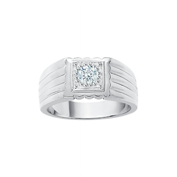 Diamond Men's Ring in 14K White Gold (3/8 cttw) (I-Color, SI3-I1 Clarity) (Size-7.25)