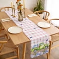 thumbnail image 3 of Table Runner 72 Inches Long for Kitchen Dining, Blue Purple Floral Dresser Scarf Farmhouse, Dining Table Decorations for Wedding/Parties, Spring Hydrangea Flower Truck Pink Plaid 13 x 72 In, 3 of 8