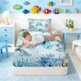 thumbnail image 5 of Manfei Watercolor Underwater Letter A Axolotl Sea Turtle Twin Sheet Sets for Kids Boys and Girls, Nautical Alphabet Print Bedding 3pcs, 1 Flat Sheet, 1 Fitted Sheet and 1 Pillowcase, 5 of 6