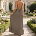 thumbnail image 5 of Adeawade Women Summer Dresses Sleeveless Open Back Maxi Dress Loose Fit Robe Housewear Dress Crewneck Dresses Fashion Clothing L Brown, 5 of 7