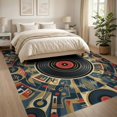 thumbnail image 3 of ODIKA 8'x10' Washable Area Rug Non-Slip Chair-Friendly Mat Record Abstract Vinyl Musical Themed Circle Spiral Grooves Shaped for Dining Room, Large Office, Lounge, 3 of 7