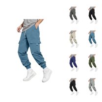 Cargo Sweatpants for Men 2025 Straight Leg Elastic Waist Drawstring Joggers with Pockets Mens Casual Pants Trousers