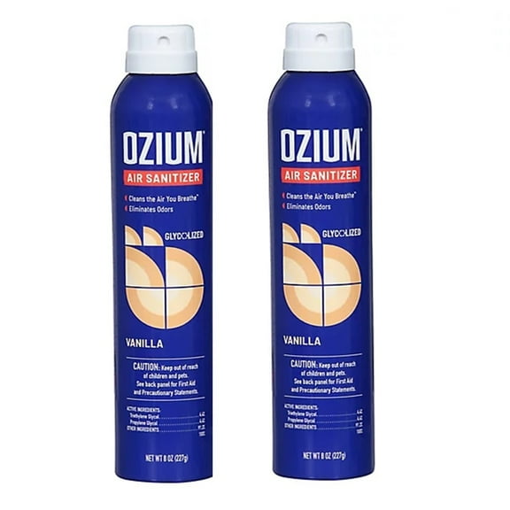 Ozium 8 Oz. Air Sanitizer & Odor Eliminator for Homes, Cars, Offices and More, Vanilla Scent, Pack of 2