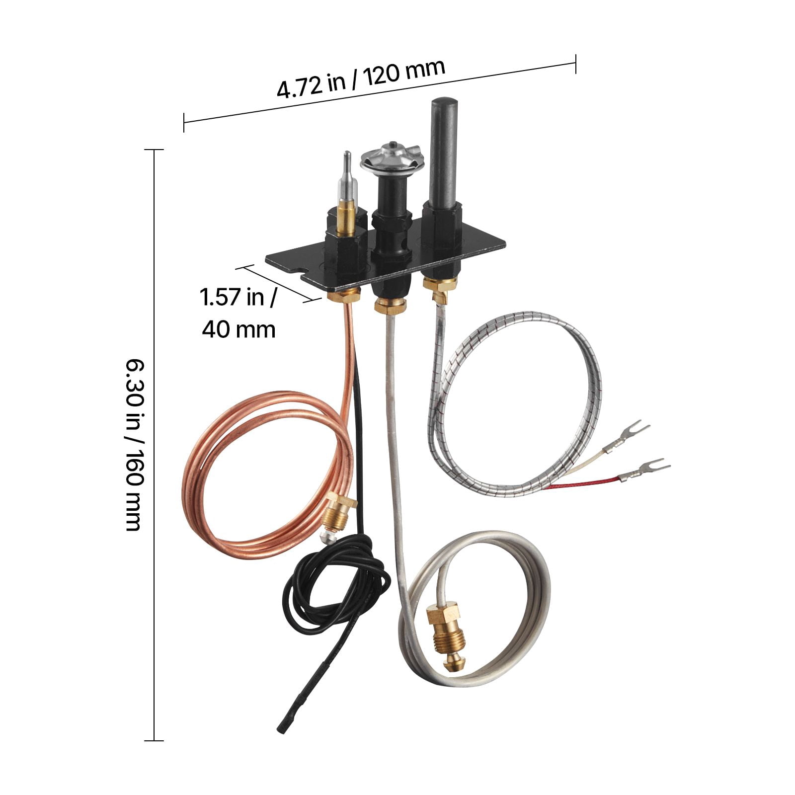Natural Gas Fireplace Pilot Assembly, 24in Pilot Tube 16in Igniter 22in Thermocouple 20in Thermopile, Heat-Resistant OEM Replacement for Gas Fireplace