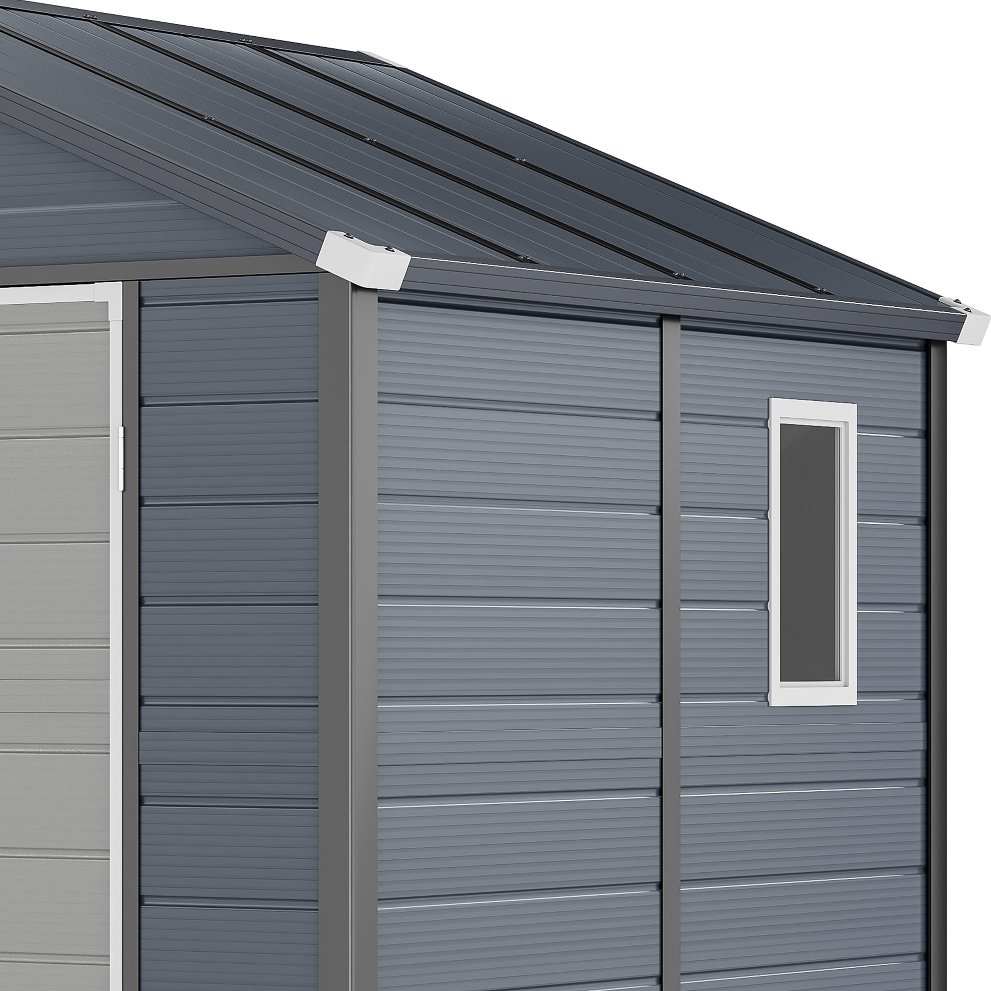 Uforic Resin Outdoor Storage Shed,7.87x6.2ft All-Weather Plastic Tool Shed with Reinforced Floor,Lockable Doors,Windows & Vents,for Backyard,Patio,Poolside,and Lawn