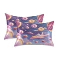 thumbnail image 2 of Haosy Satin Pillowcase for Hair and Skin Standard Cooling Silk Pillow Case with Envelope Closure Dessert Planet Spaceship 20"x40", 2 of 9