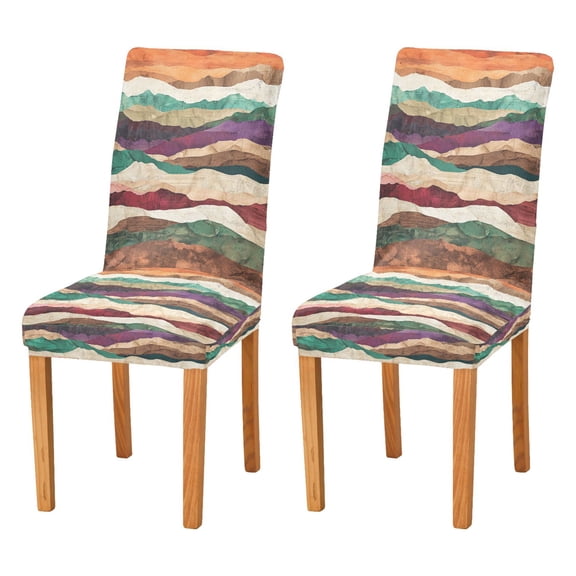 Yayeee 2 Pack Dining Chair Covers Stretch Parson Chairs Slipcovers Seat Protector, Artistic Desert Waves