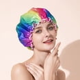 thumbnail image 6 of 1Pc Waterproof Shower Cap for Women Kids,Reusable Washable Fashionable Silk Bonnet, 6 of 13