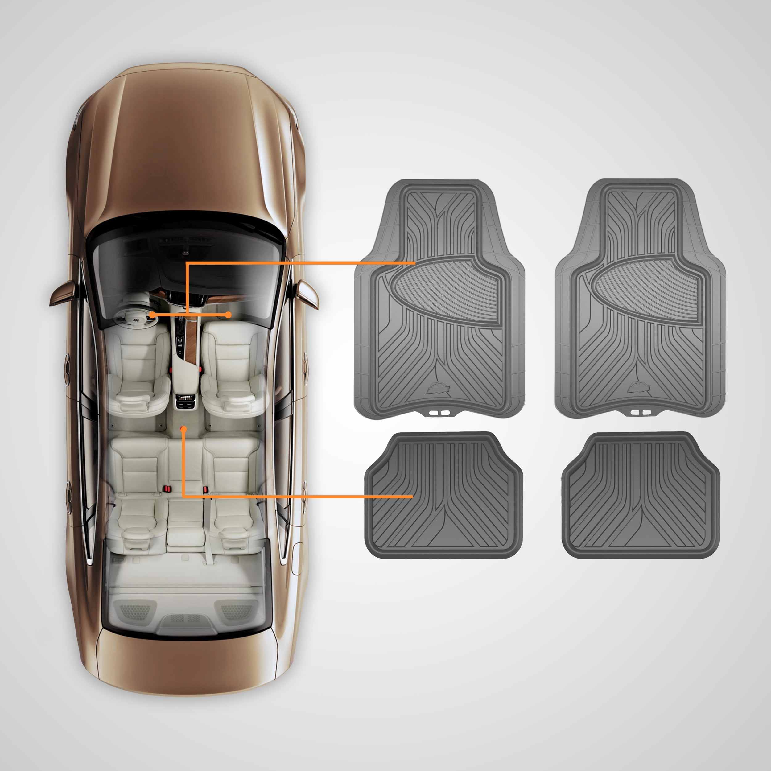 Armor All 4 Piece Rubber All-Season Trim-to-Fit Floor Mats Gray, 78847WDC
