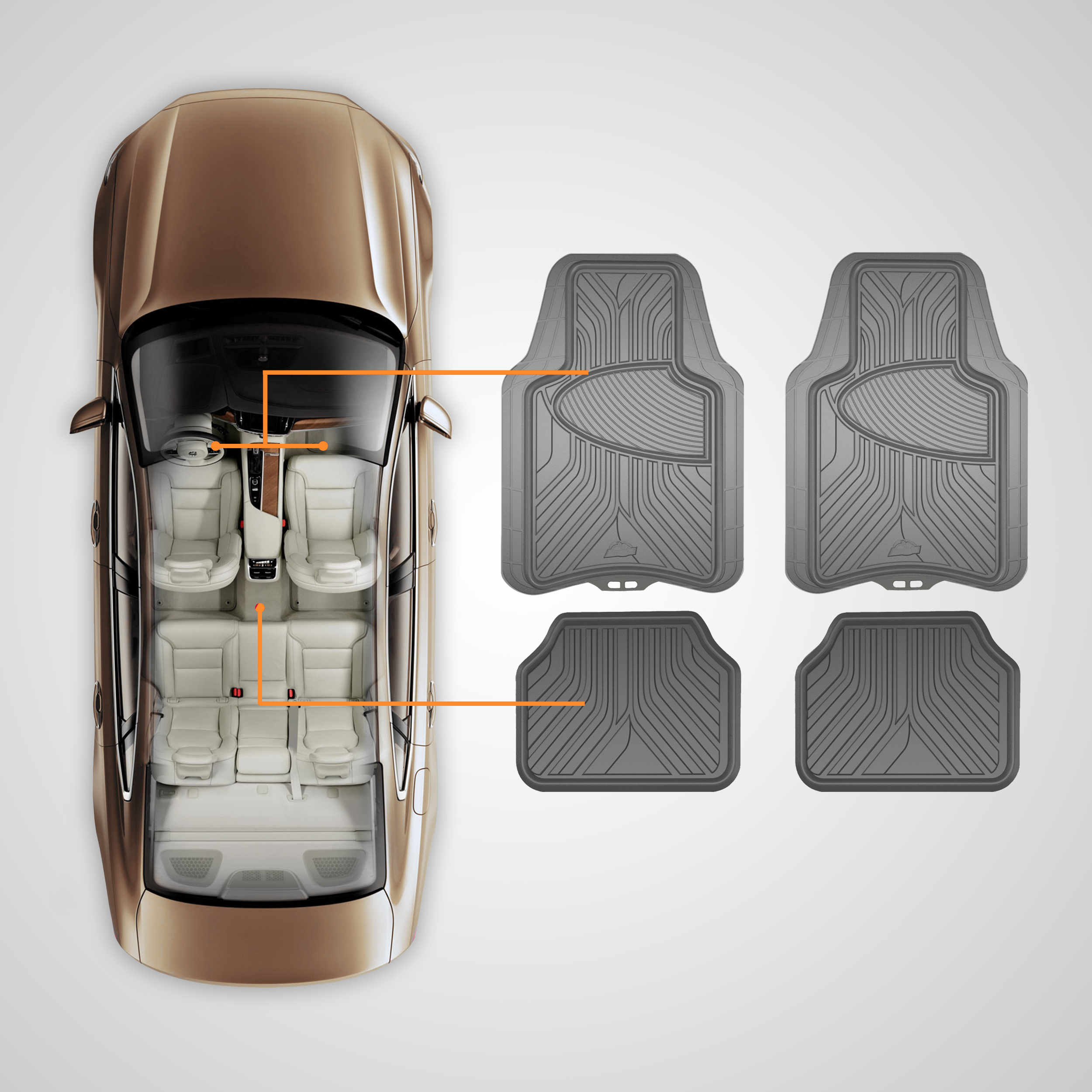 Armor All 4-Piece Rubber All-Season Floor Mats, Gray, Trim-to-Fit photo 7