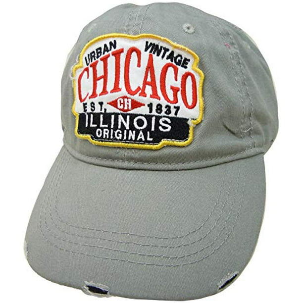 Embroidered Chicago Illinois Urban Vintage Grey Cap Fashionable