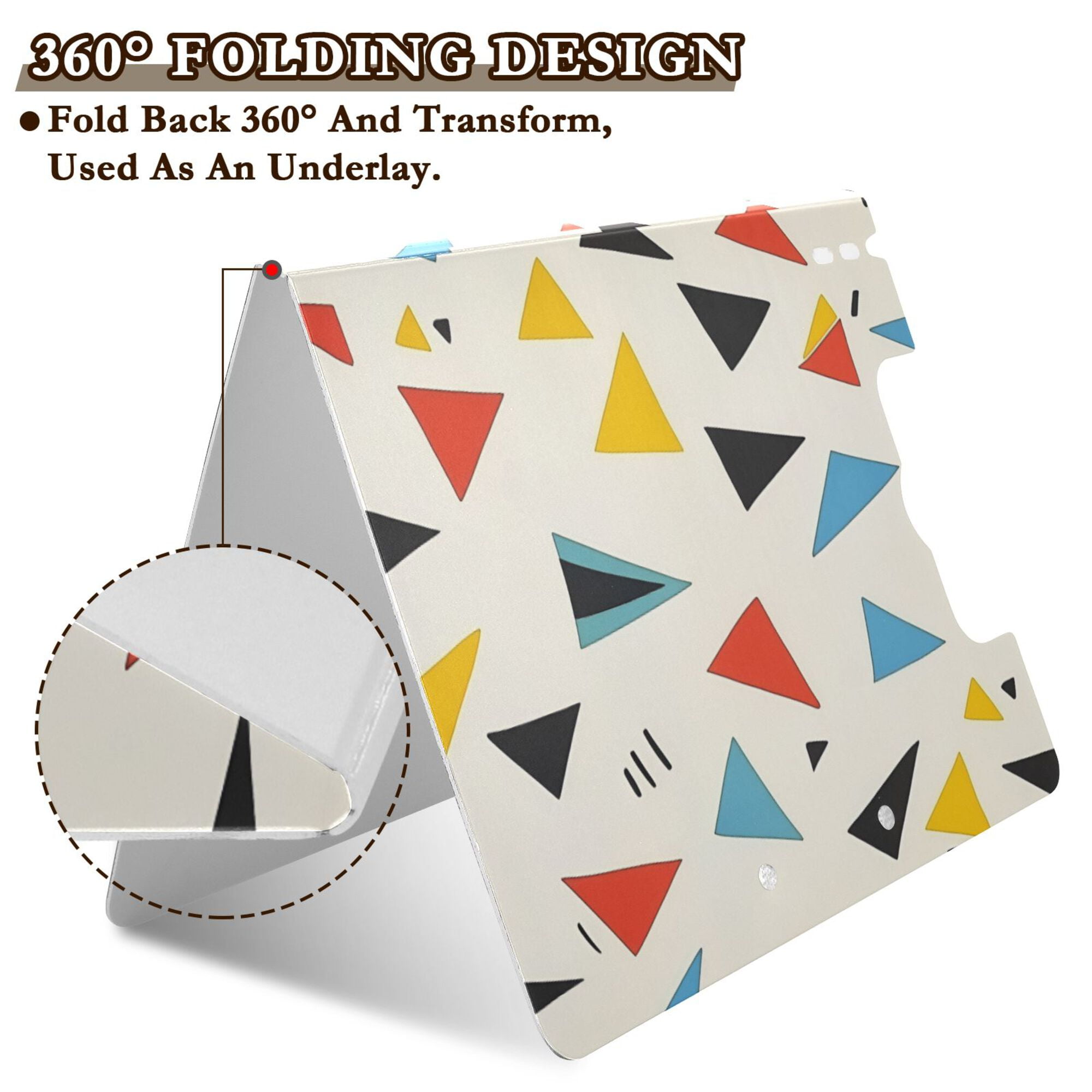 FORMRS A4 Clipboard Folder with Pen Holder Horizontal Foldable School Office Binder, Beige Triangles
