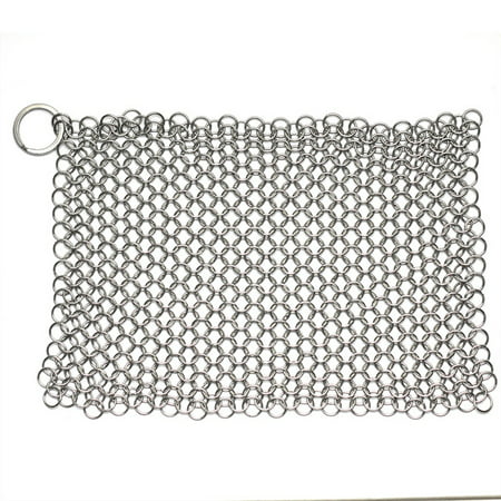 

Stainless Steel Cast Iron Skillet Cleaner Chainmail Cleaning Scrubber With Hanging Ring for Cast Iron Pan Pre-Seasoned Pan Griddle Pans BBQ Grills and More Pot Cookware