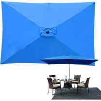 6 Ribs Rectangular Patio Umbrella Replacement Canopy, Replacement Umbrella Canopy Rectangle 10Ft X 6.5 Feet, for 10' Outdoor/Garden/Pool/Deck/Yard Shade Umbrella Blue (Canopy Only)
