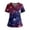 Deep Red, variant on 250th Anniversary Patriotic Flag Scrubs Top for Women - V-Neck Short Sleeve Medical Uniform with Double Pockets, Side Slit Nursing Workwear White L