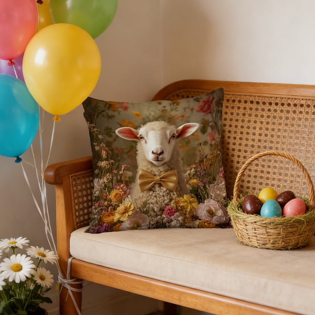 Funda de almohada con temática de Pascua, suave y decorativa, ideal para decorar el hogar, la sala de estar, el dormitorio, el sofá o el coche, de poliéster de 45 x 45 cm.