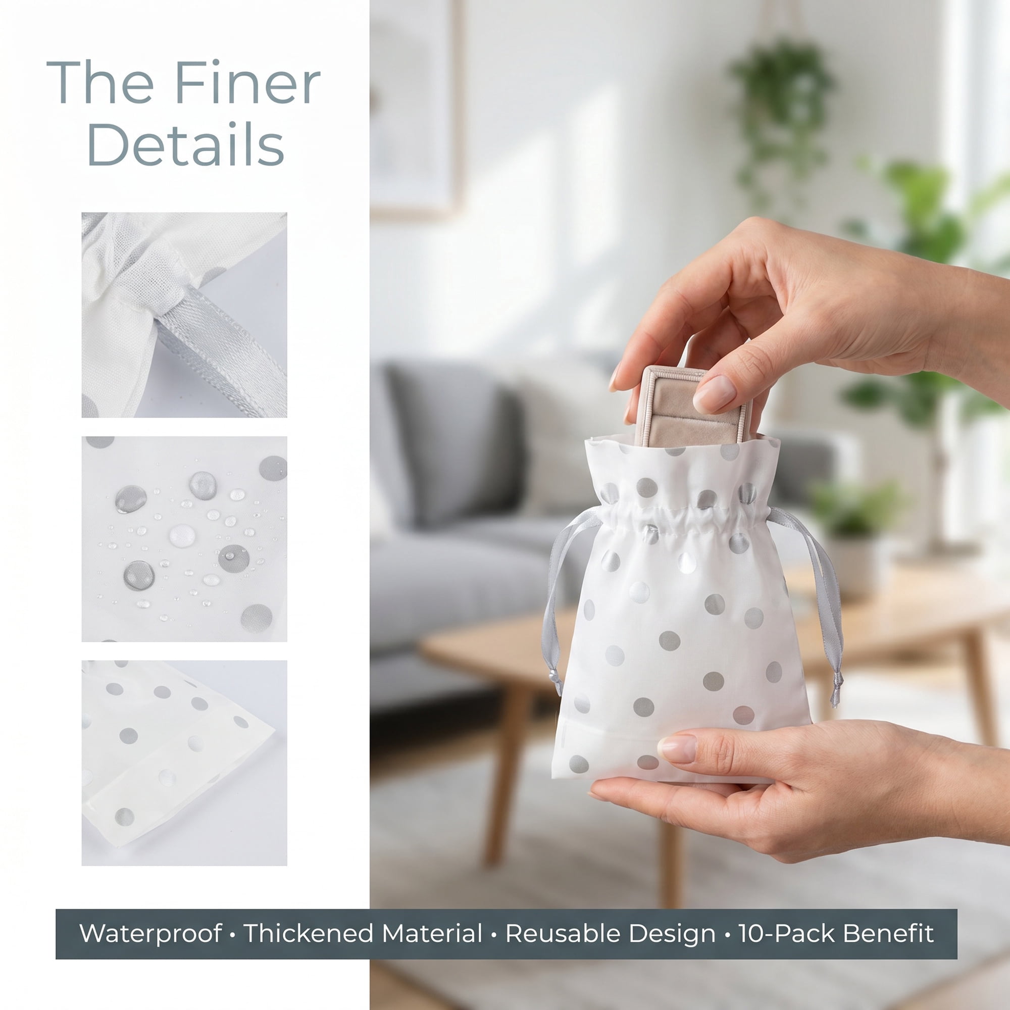Unique Bargains 10Pcs Multi-Purpose Waterproof Gift Bags with Handles Gray 4.7" x 6.7"