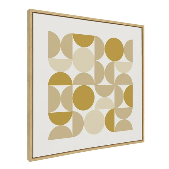 Kate and Laurel Sylvie Circles and Curves Earthy Neutral Framed Canvas Wall Art by The Creative Bunch Studio, 30x30 Natural, Mid-Century Modern Abstract Art for Wall